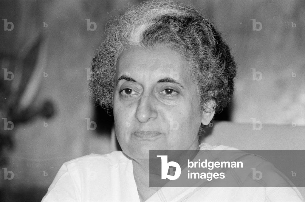Indira Gandhi, Prime Minister of India, photographed in her office in the Indian Parliament in New Delhi.
4th July 1971.