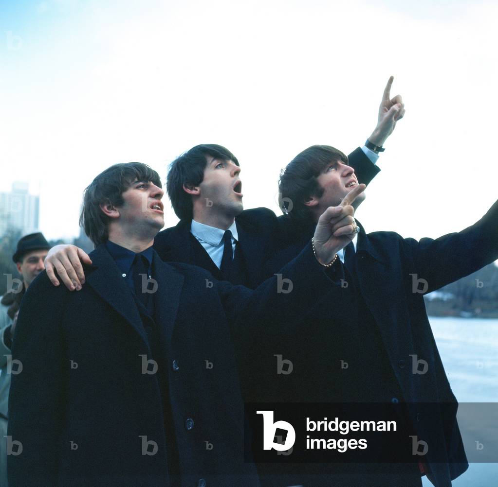 Beatles Paul McCartney and Ringo Starr and John Lennon in New York during the Beatles tour of the USA
February 1964