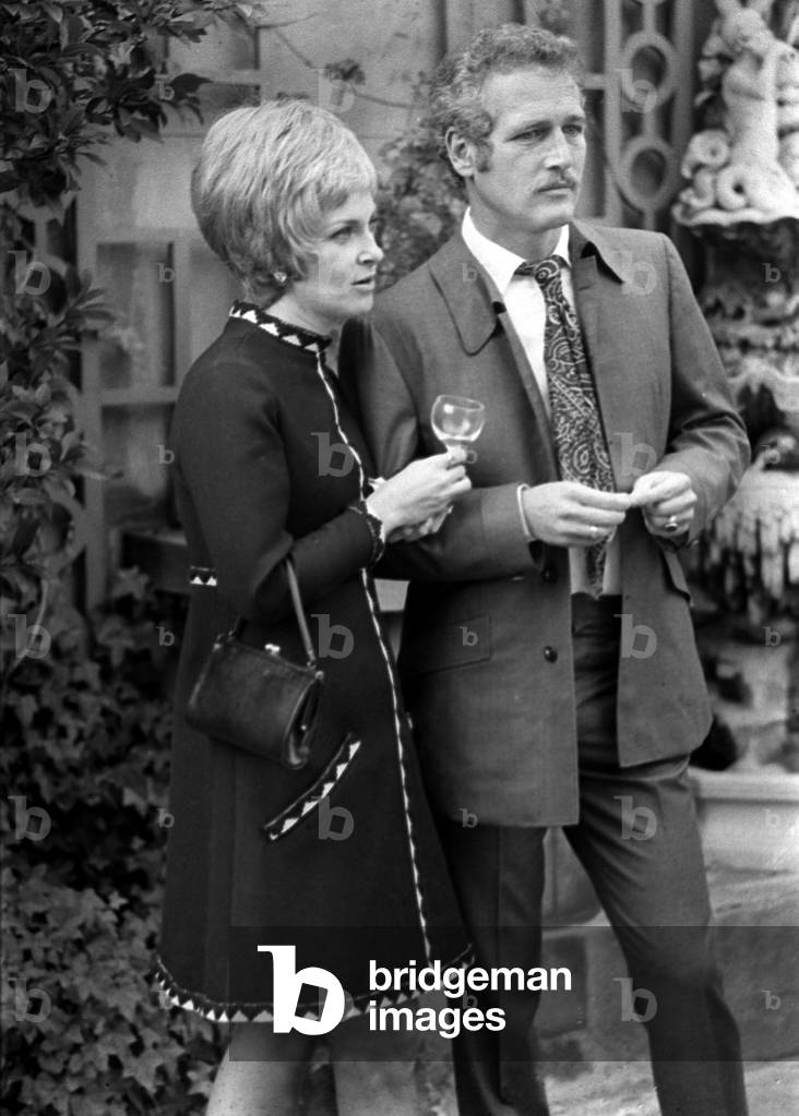 Joanne Woodward and Husband Paul Newman, October 1969 (b/w photo)
