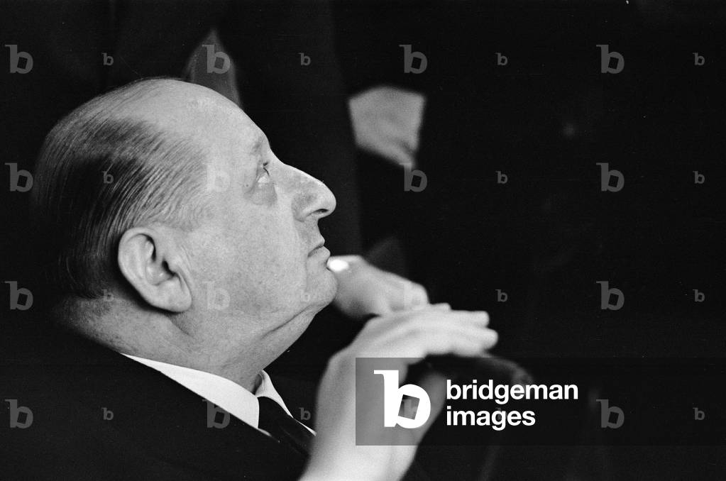 Media Mogul Lord Lew Grade smoking a cigar. 24th January 1967 (b/w photo)