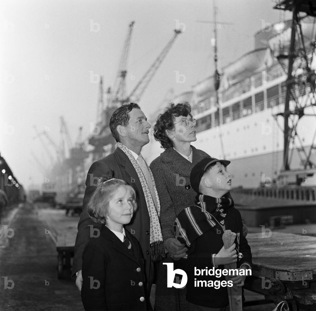 Mrs Sterry and her two children visit Mr Sterry, who works as an assistant crew cook on the 