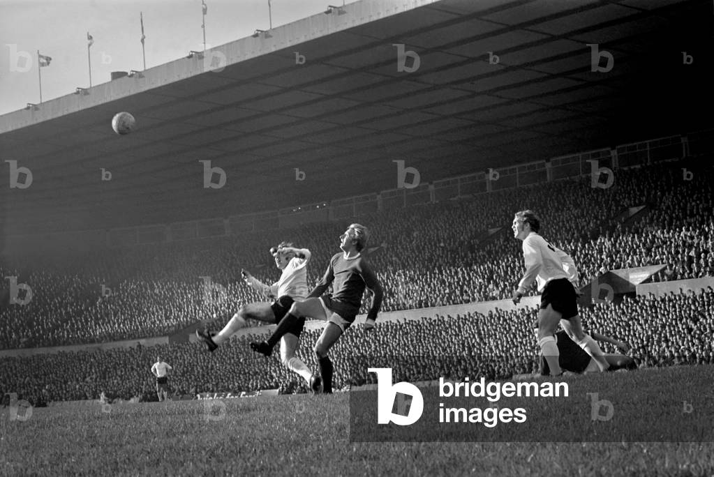 Sport: Football: Manchester United v. Stoke City. Action from the match. November 1969 (photo)