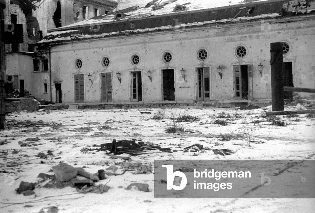 The Reich Chancellery Gardens in Berlin, were the body of Hitler And Eva Braun were burned in a bunker at the end of World war II. 
July 1945 
OO1833A-003