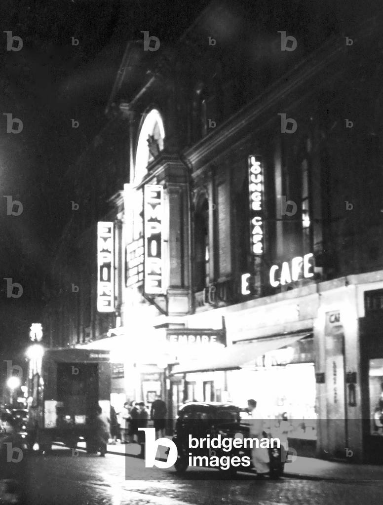 Hertford Street, Coventry circa 1936 This image shows the Empire Cinema with the Lounge Cafe adjacent. Hertford Street is now part of the Precinct which began construction after 1957 (b/w photo)