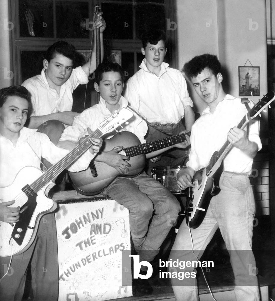 Johnny and the Thunderclaps play at their local youth club, c.1960