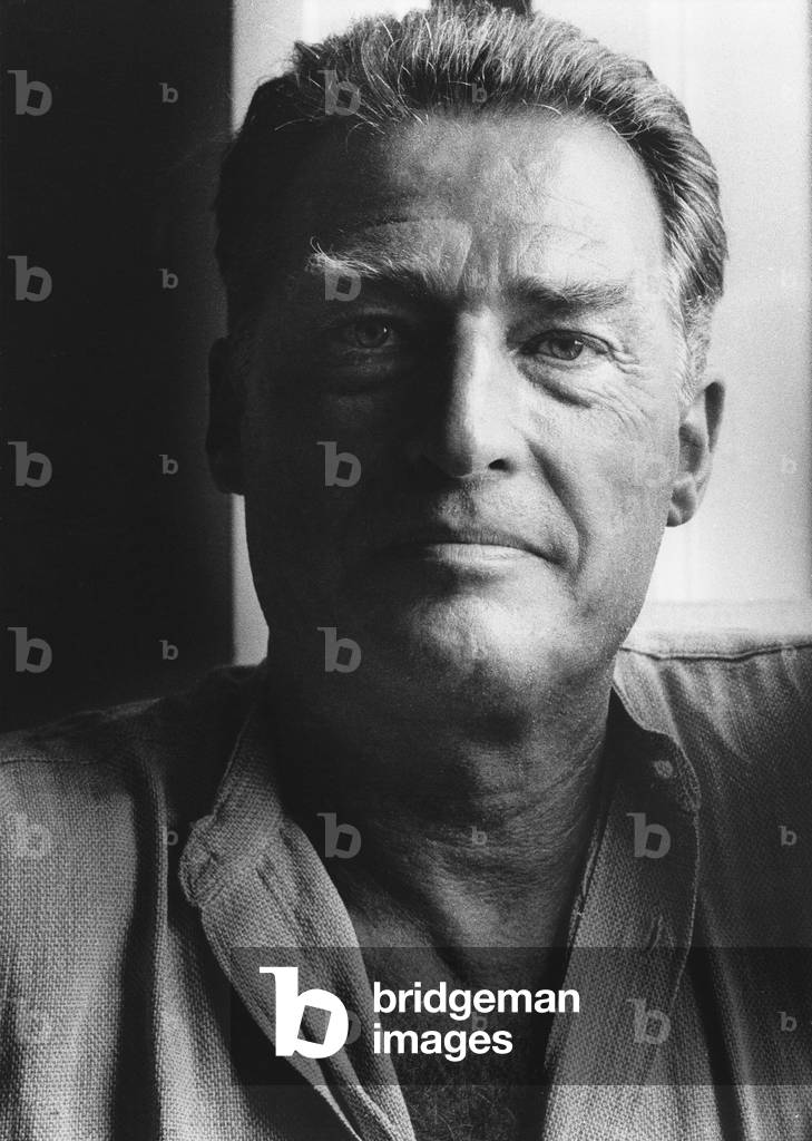 Emilio Tadini, Milan, Italy, 1983 (b/w photo)