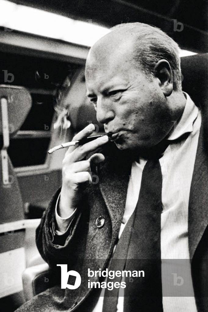 Ottiero Ottieri during a train trip, 1986 (b/w photo)