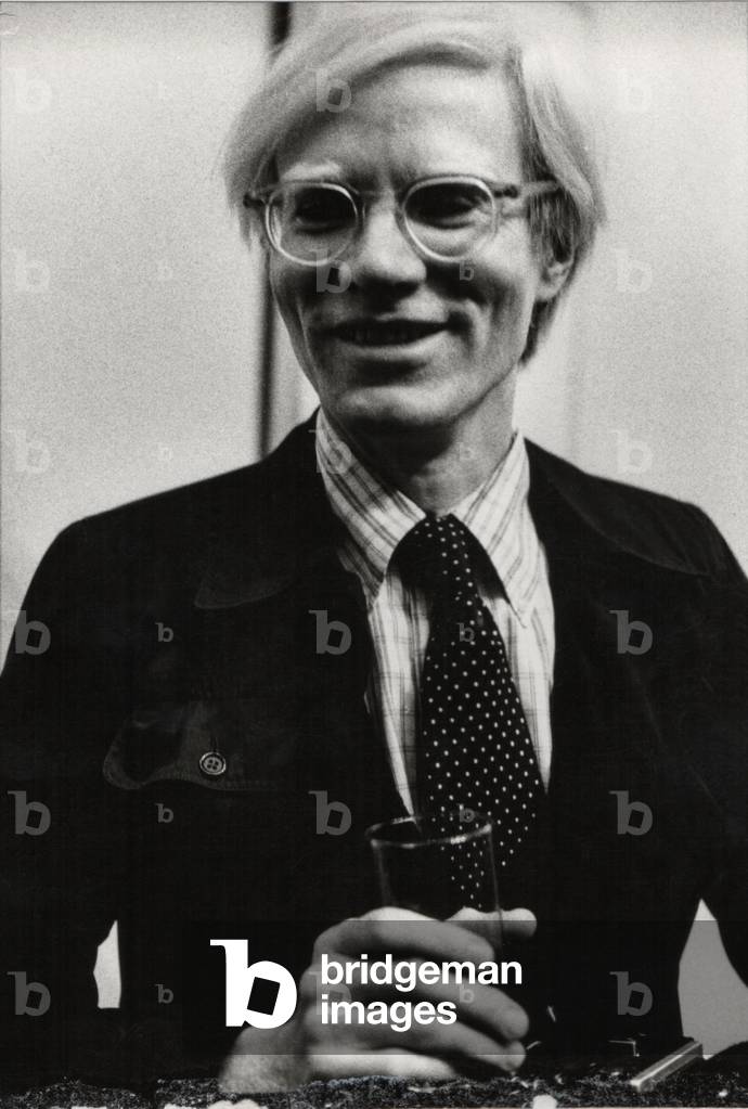 Andy Warhol, Galleria Iolas, Milan, Italy, 1974 (b/w photo)