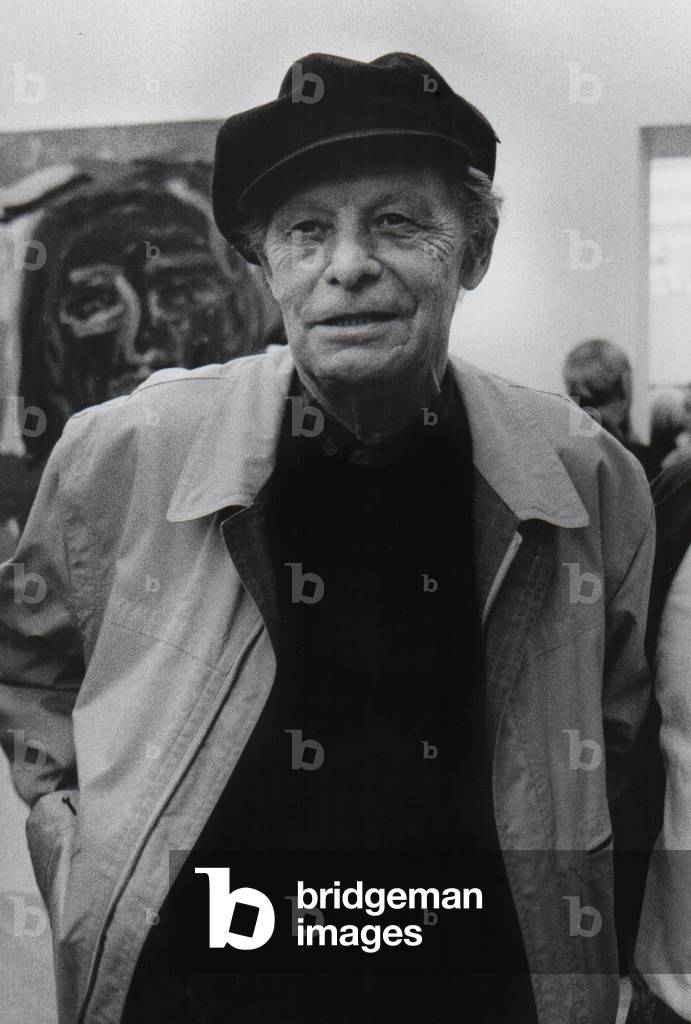 Agenore Fabbri, Milan, Italy, 1986 (b/w photo)