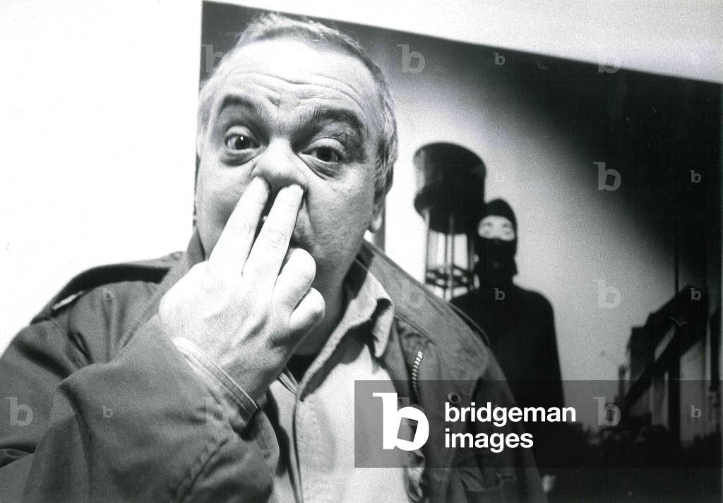 Portrait of Alfa Castaldi, Milan, Italy, 1987 (b/w photo)