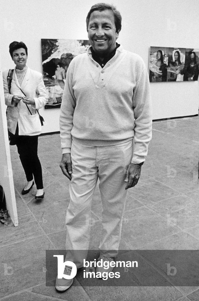 Robert Rauschenberg, Venice, Italy, 1984 (b/w photo)