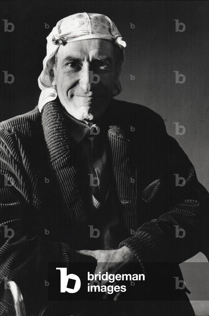 Alik Knight in his studio,  Milan, Italy, 1983 (b/w photo)