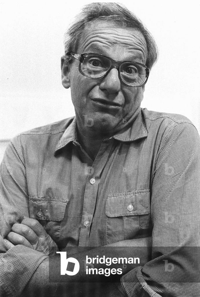 Francois Morellet, Milan, Italy, 1987 (b/w photo)