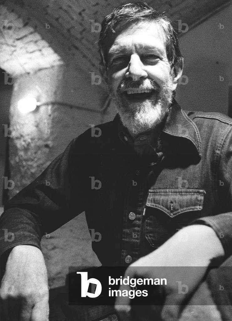 John Cage, Out Off Theatre, Milan, Italy, 1977 (b/w photo)