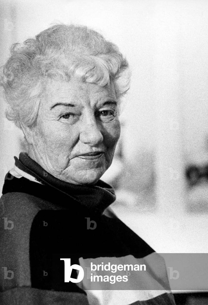 Peggy Guggenheim, Venice, Italy, 1975 (b/w photo)