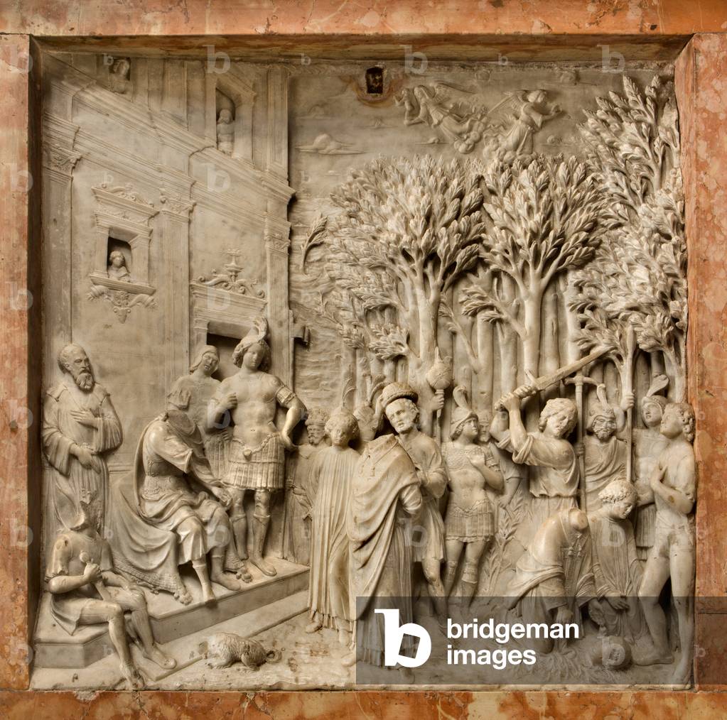 Crypt, Ark of Saints Marcellinus and Peter Exorcist, Benedetto Briosco 1506-08, The Beheading of Saints Marcellinus and Peter