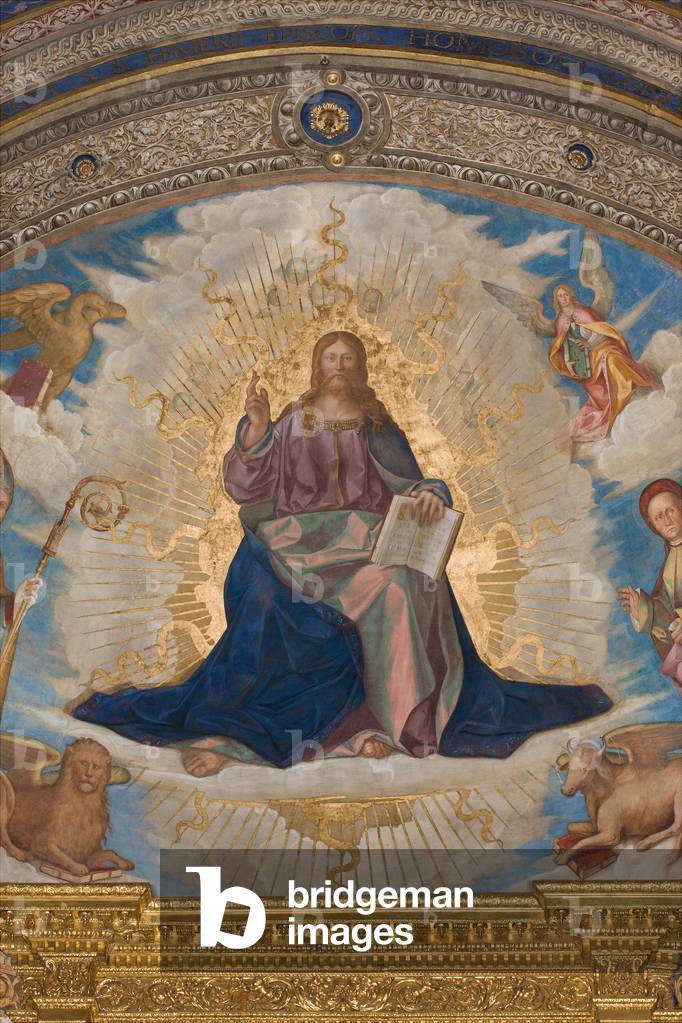 Apse, Catino Apse, Boccaccio Boccaccino, Pantocrator among Saints Marcellino, Imerio, Omobono, Peter Exorcist, Detail Pantocrator