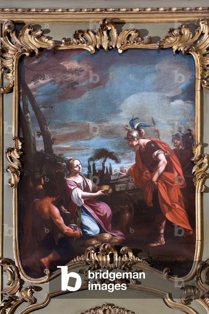 Elijah the Prophhete and the Widow of Sarepta Painting of the Italian School (18th century) Salon, Bank BNL, Turin Italy