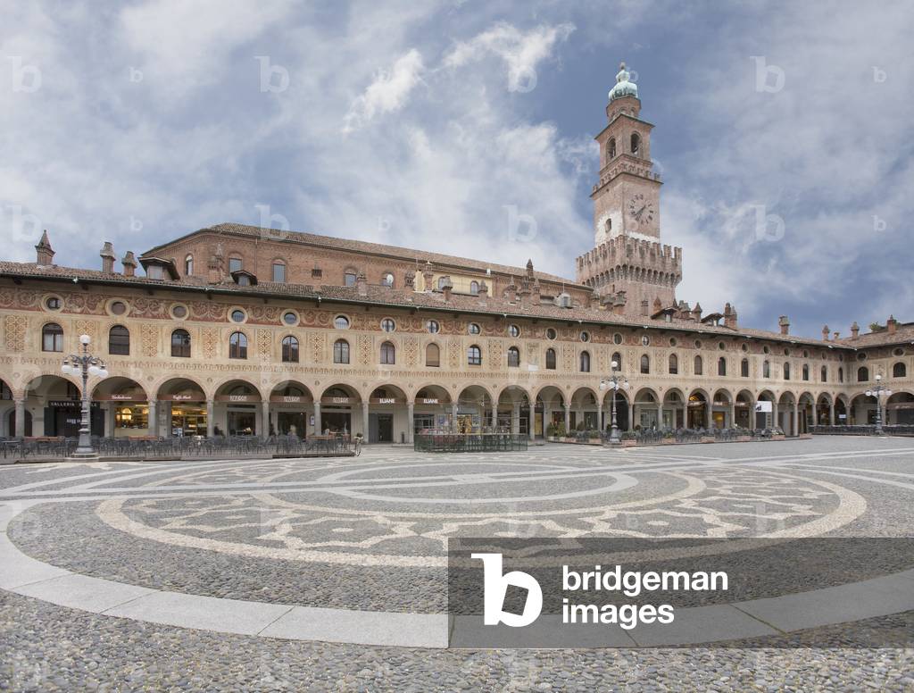 View of Piazza Ducale, Vigevano, Province of Pavia, Lombardy, Italy (photo)