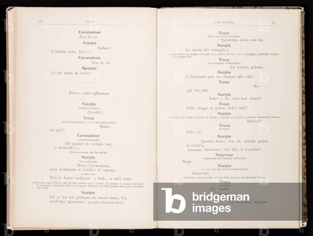 Libretto della Tosca by Giacomo Puccini, Edition Ricordi, Italy, 1899