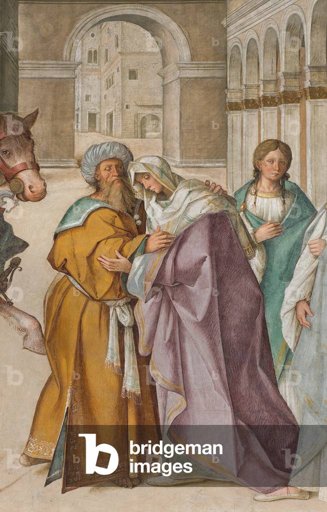 Central Nave, First North Span, Meeting of St. Joachim and Sant'Anna at the Porta Aurea, Boccaccio Boccaccino 1514-15, Detail