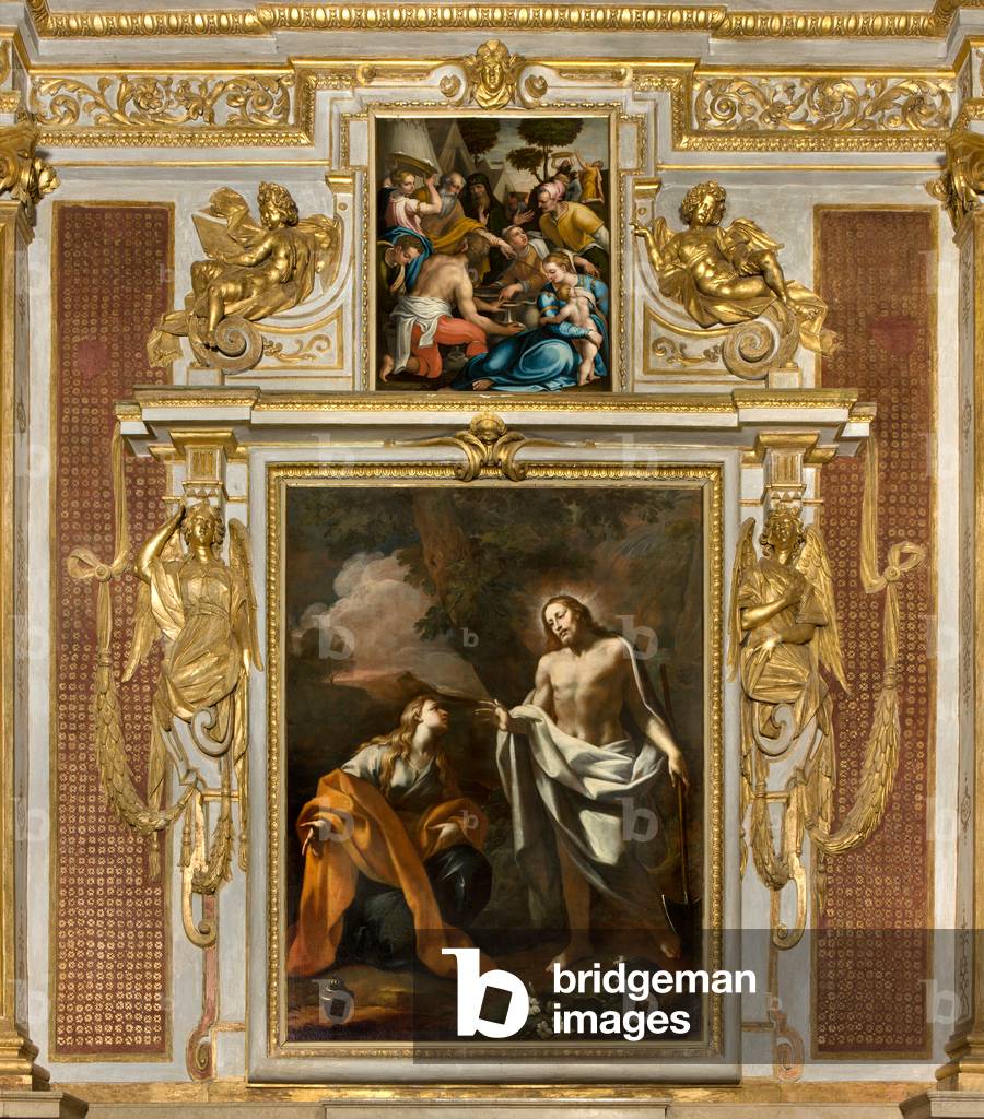 Chapel of the SS Sacrament, First span north side, Noli me tangere, Giovanni Angelo Borroni, Apparition of Christ to the Magdalene 1750, Giulio Campi, Collection of Manna 1569