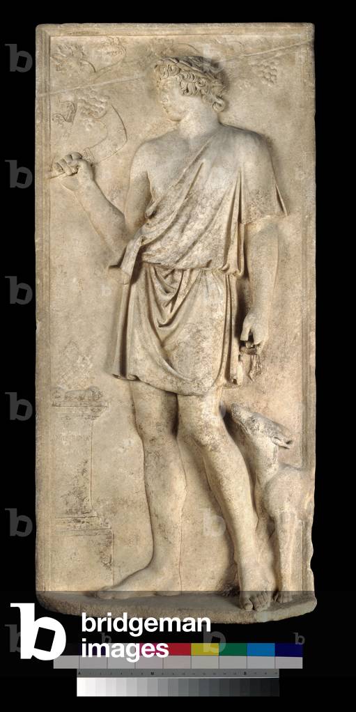 Relief of Antinous as Dionysos or Silvanus, harvesting grapes, 130-138 (marble)