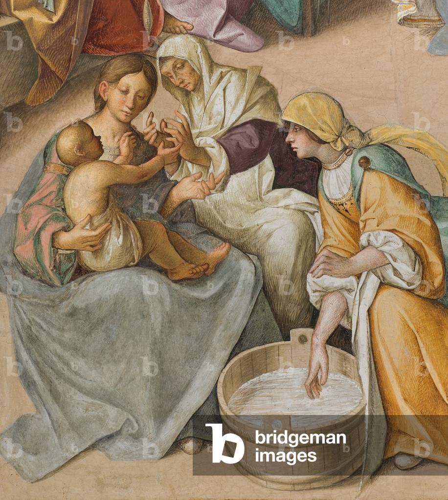 Central Nave, Second North Span, Birth of the Virgin, Boccaccio Boccaccino 1514-15, Detail