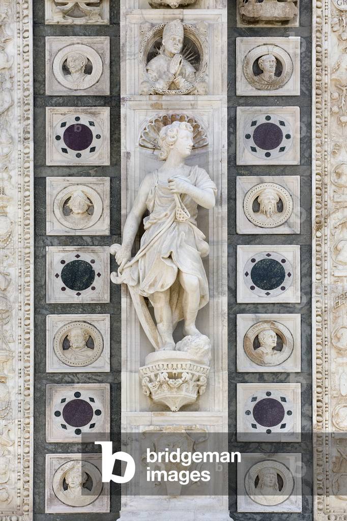David, detail of the exterior of Certosa di Pavia, Province of Pavia, Lombardy, Italy (photo)