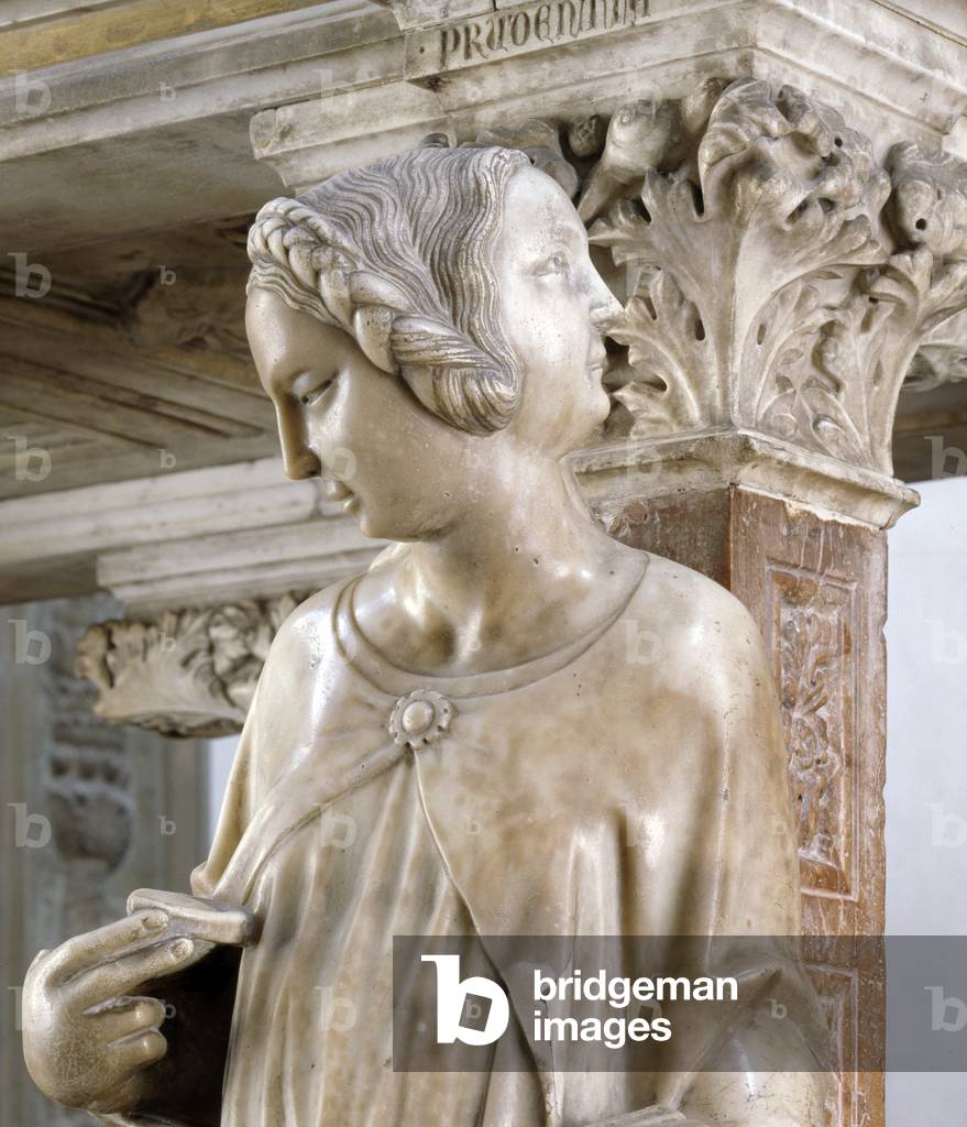 The Virtue of Prudence, Tomb of Saint Peter, c.1336 (marble) (detail of 3496972)