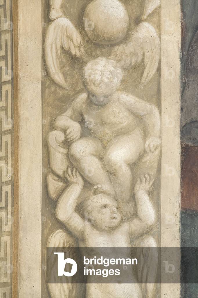 Putti, decorations around the windows (fresco)