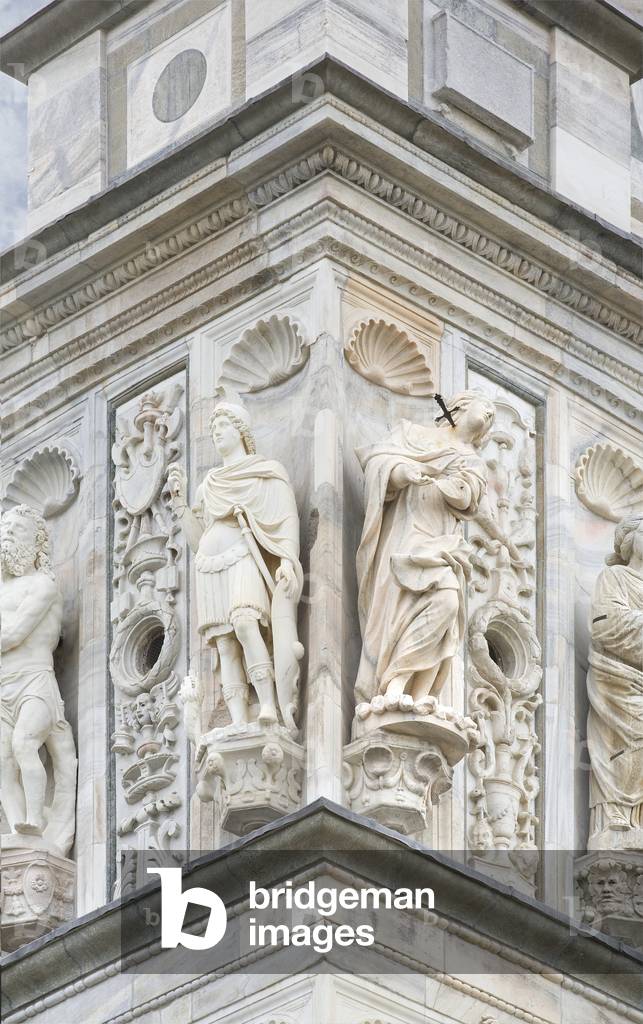 Saint George and Saint Cecil, detail of the exterior of Certosa di Pavia, Province of Pavia, Lombardy, Italy (photo)