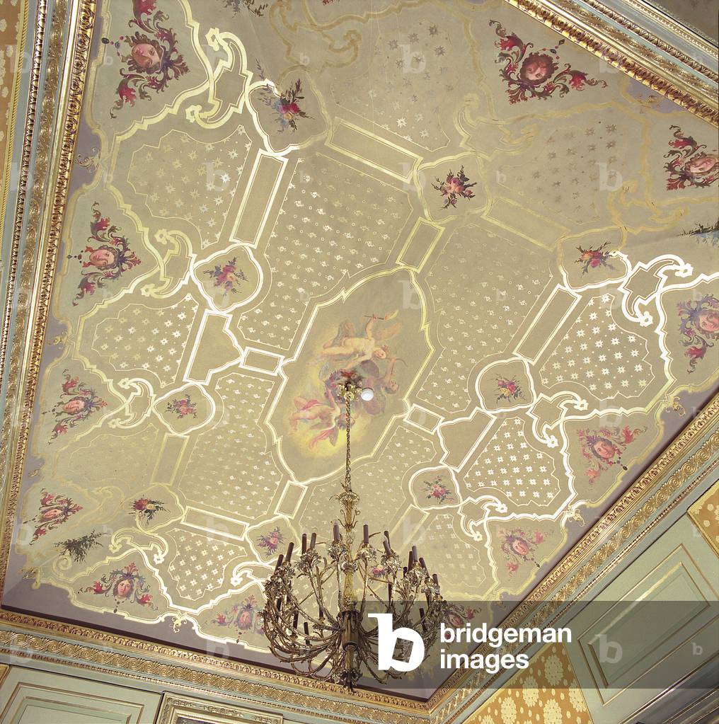 Ceiling of the room next to the Royal box, Teatro La Scala, Milan, Italy (photo)