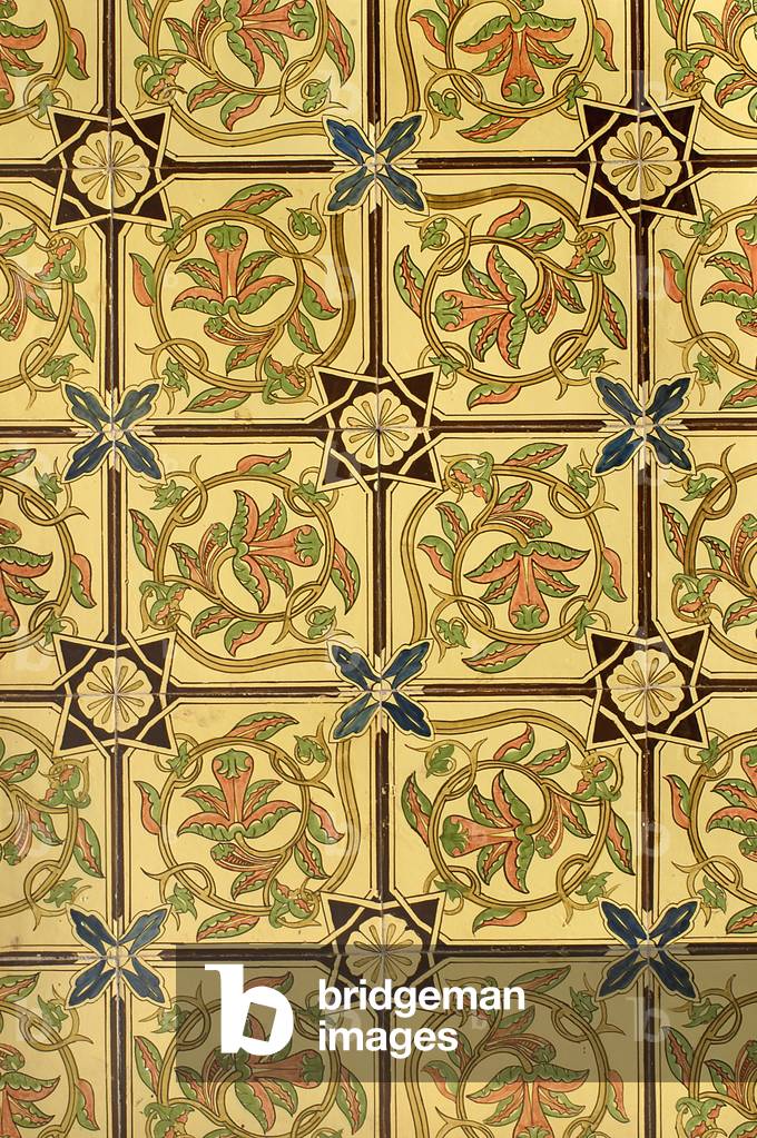 View of the tiles in the old bathroom, Villa Reale, Monza, Lombardy, Italy (photo)