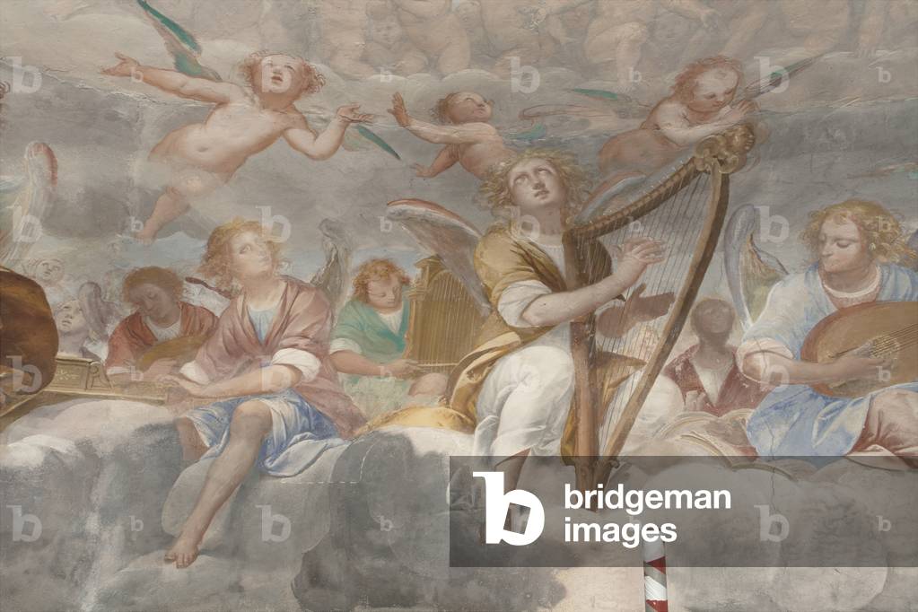 Angels, musician angels and puttos, detail of Paradise with eternal Father, c.1623-34 (fresco) (detail of 3496185)