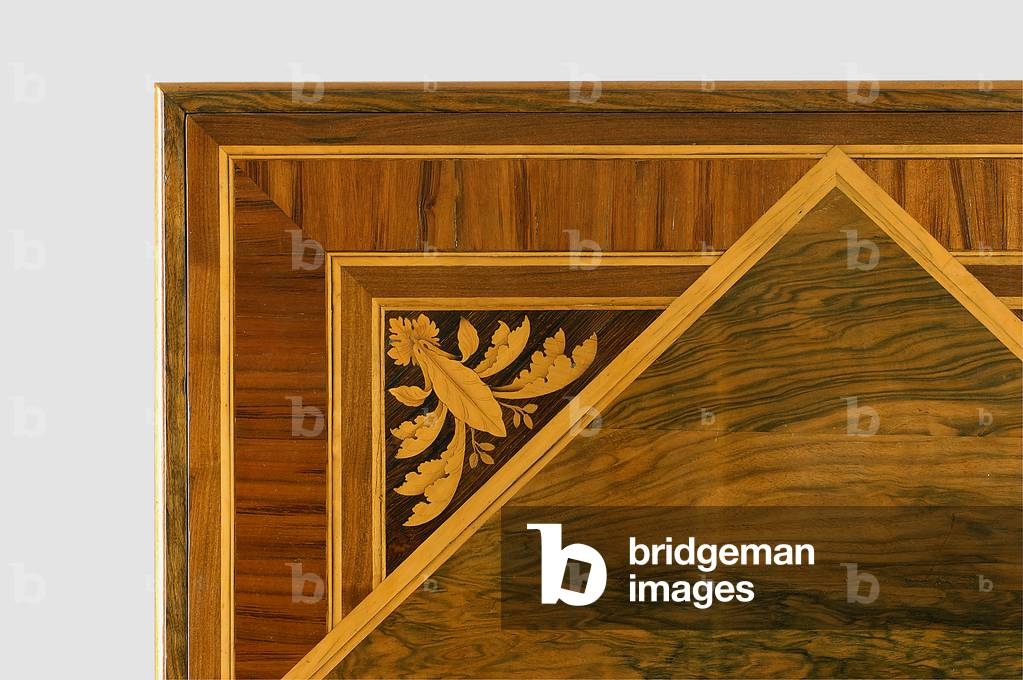 Detail of the top of a table with floral tarsia (wood)