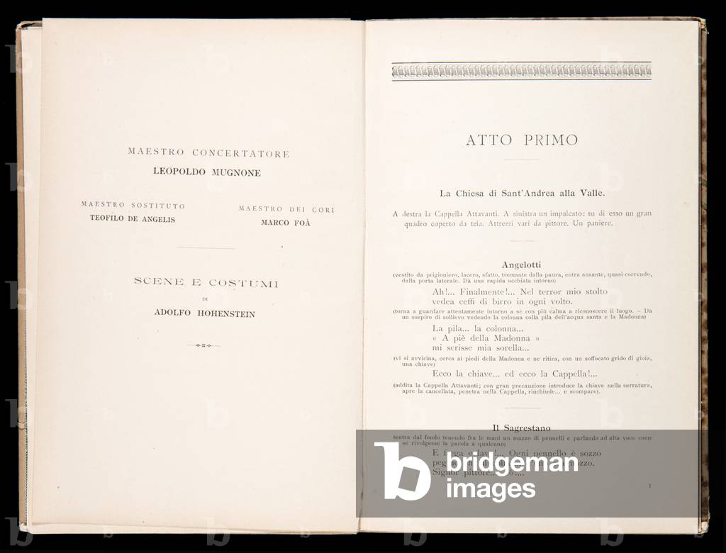 Libretto della Tosca by Giacomo Puccini, Edition Ricordi, Italy, 1899