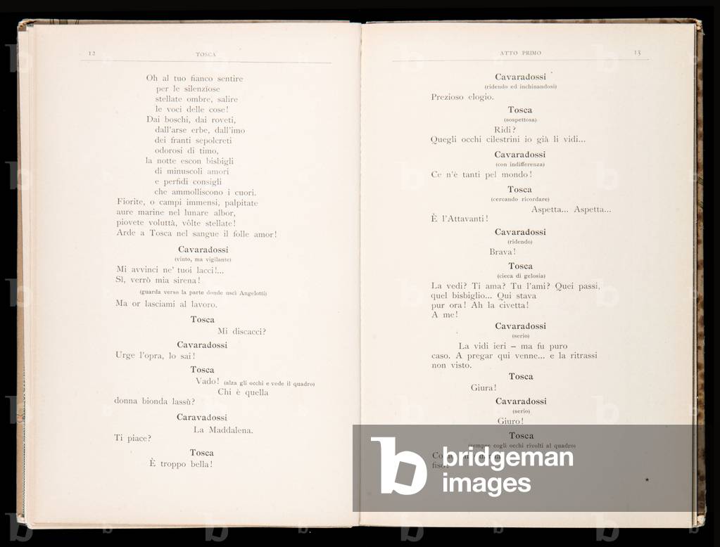 Libretto della Tosca by Giacomo Puccini, Edition Ricordi, Italy, 1899
