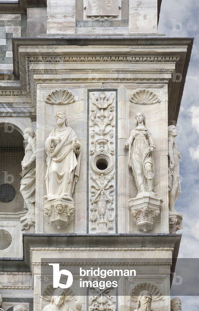 Saint, Detail of the exterior of Certosa di Pavia, Province of Pavia, Lombardy, Italy (photo)