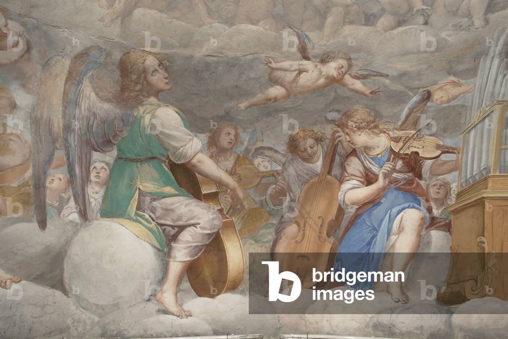 Angels, musician angels and puttos, detail of Paradise with eternal Father, c.1623-34 (fresco) (detail of 3496185)