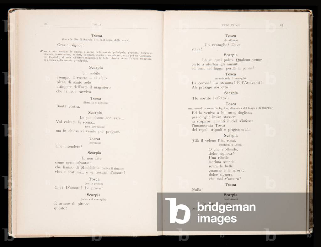 Libretto della Tosca by Giacomo Puccini, Edition Ricordi, Italy, 1899