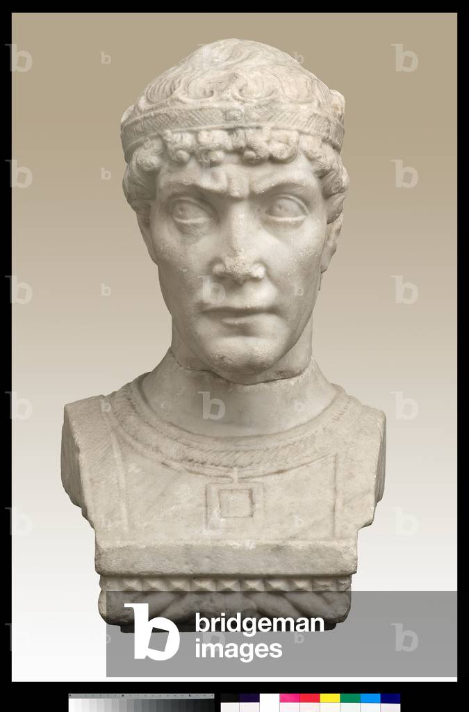 Bust of a man with crown, 1225-50 (marble)