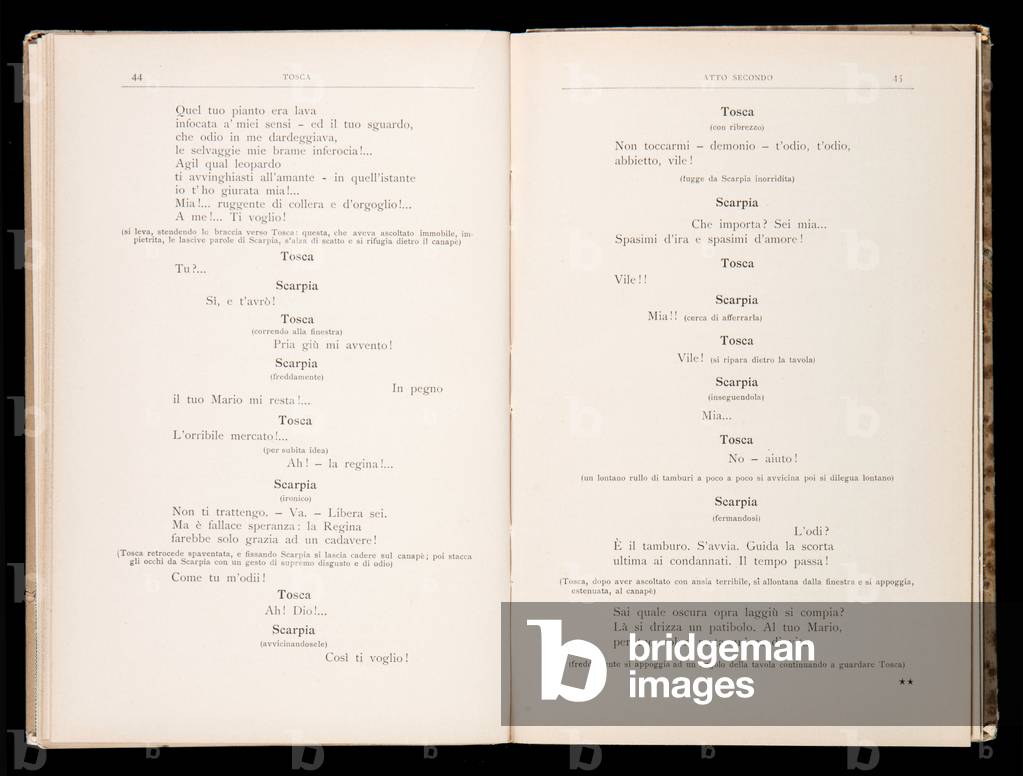 Libretto della Tosca by Giacomo Puccini, Edition Ricordi, Italy, 1899