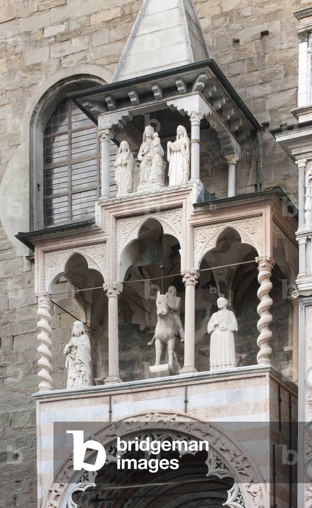 View of the facade of the basilica of Santa Maria Maggiore in Bergamo, Italy (photo)