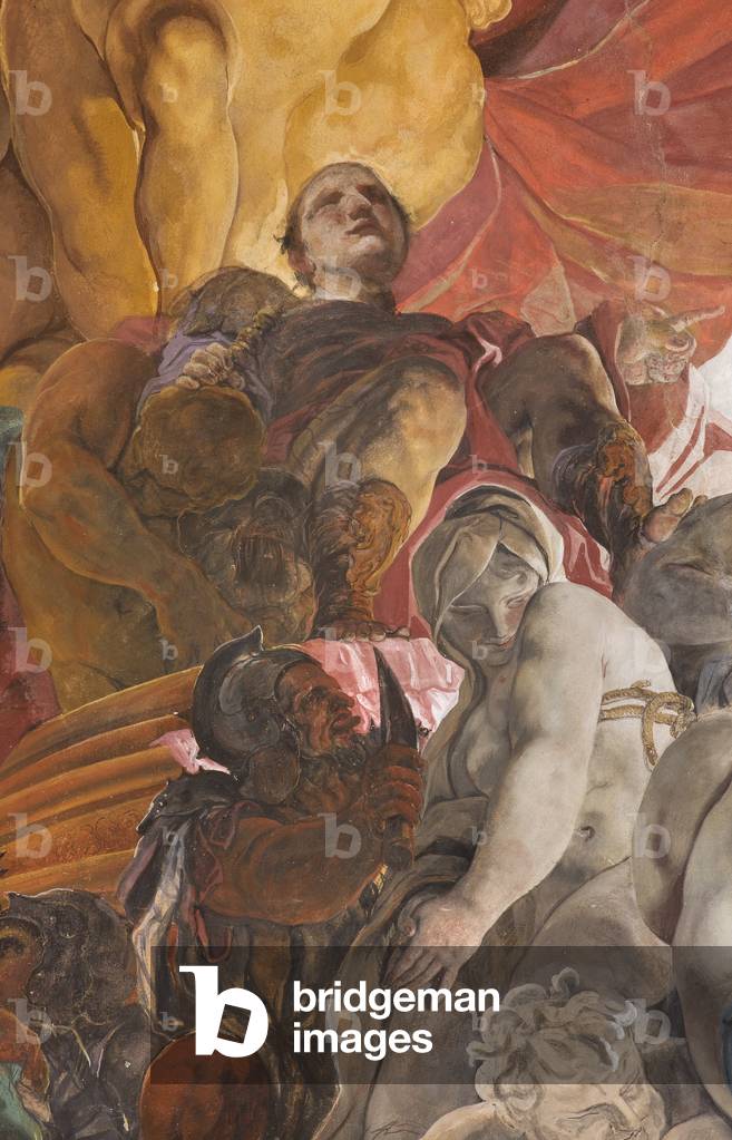 Roman judge condemning to death the Saints Apollonia, Lucy and Catherine of Alexandria, c.1696-97 (fresco) (detail of 3496243 & 3496246)