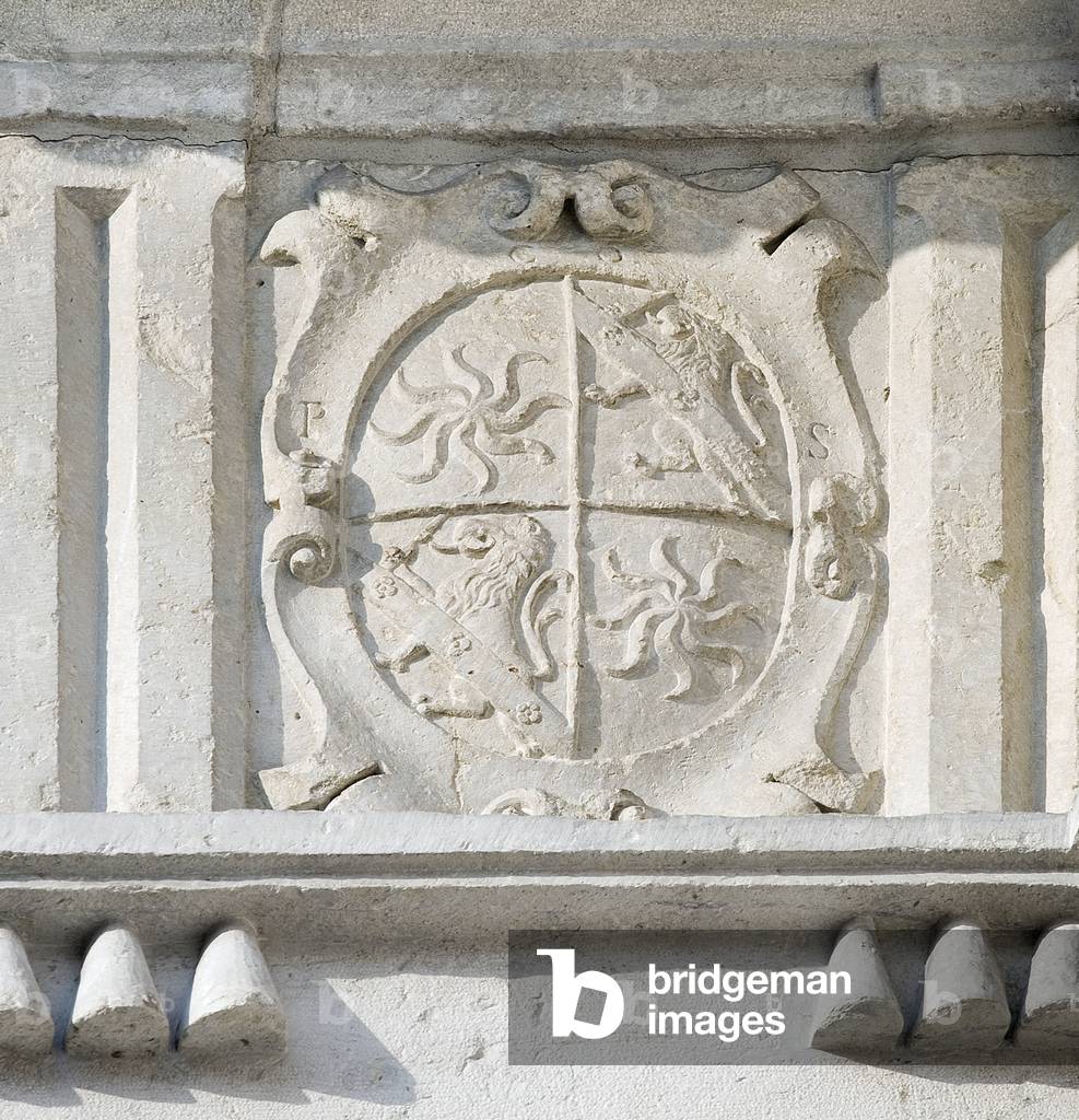 View of the Coat of Arms of Princisvalle Secco, portal by Giovanni e Girolamo del Marchese