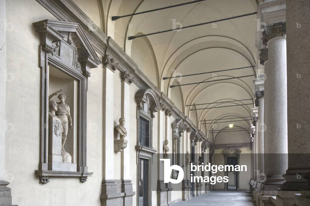 View of the portico, Palazzo Brera, Milan, Lombardy, Italy (photo)
