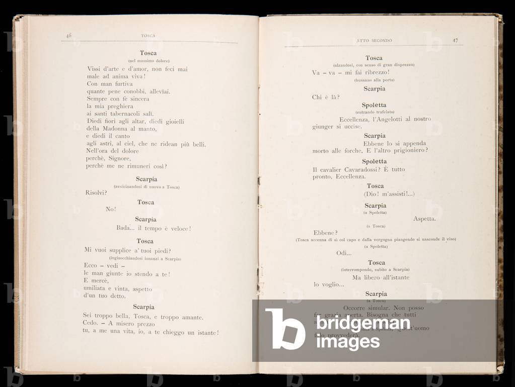 Libretto della Tosca by Giacomo Puccini, Edition Ricordi, Italy, 1899