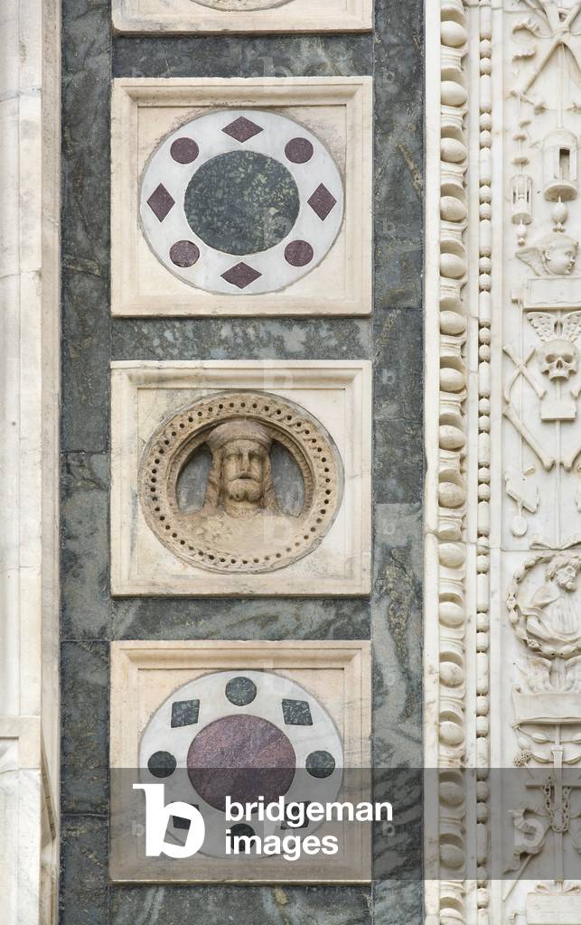 Medallions, detail of the exterior of Certosa di Pavia, Province of Pavia, Lombardy, Italy (photo)