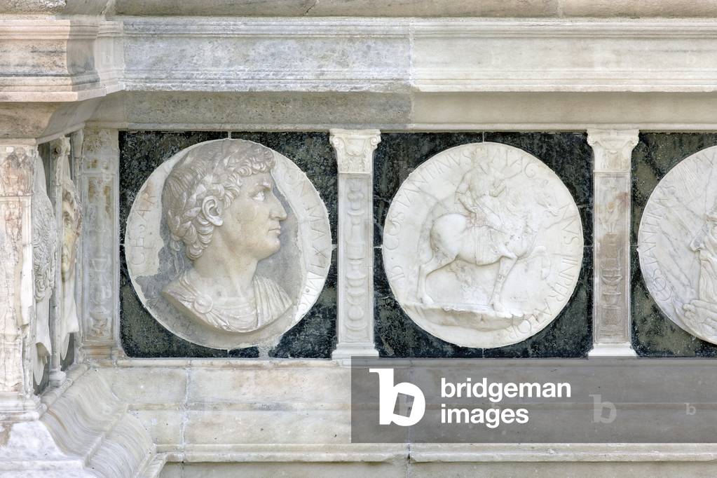 Detail of the exterior of Certosa di Pavia, Province of Pavia, Lombardy, Italy (photo)